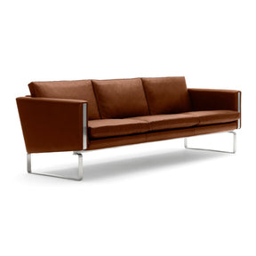 Carl Hansen Wegner CH103 Sofa Thor 307 Leather with Stainless Steel Frame Angled