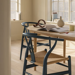 Wegner Wishbone Chairs in Ilse Crawford Soft North Sea in Home Office Detail