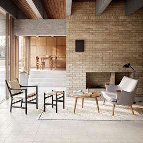 Carl Hansen Wegner CH53 Foot Stool by Hans Wegner in Living room with CH44 Chair CH008 Coffee Table and CH71 Sofa