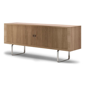 Carl Hansen Wegner CH825 Sideboard Oak Oil with Stainless Steel Legs Angled