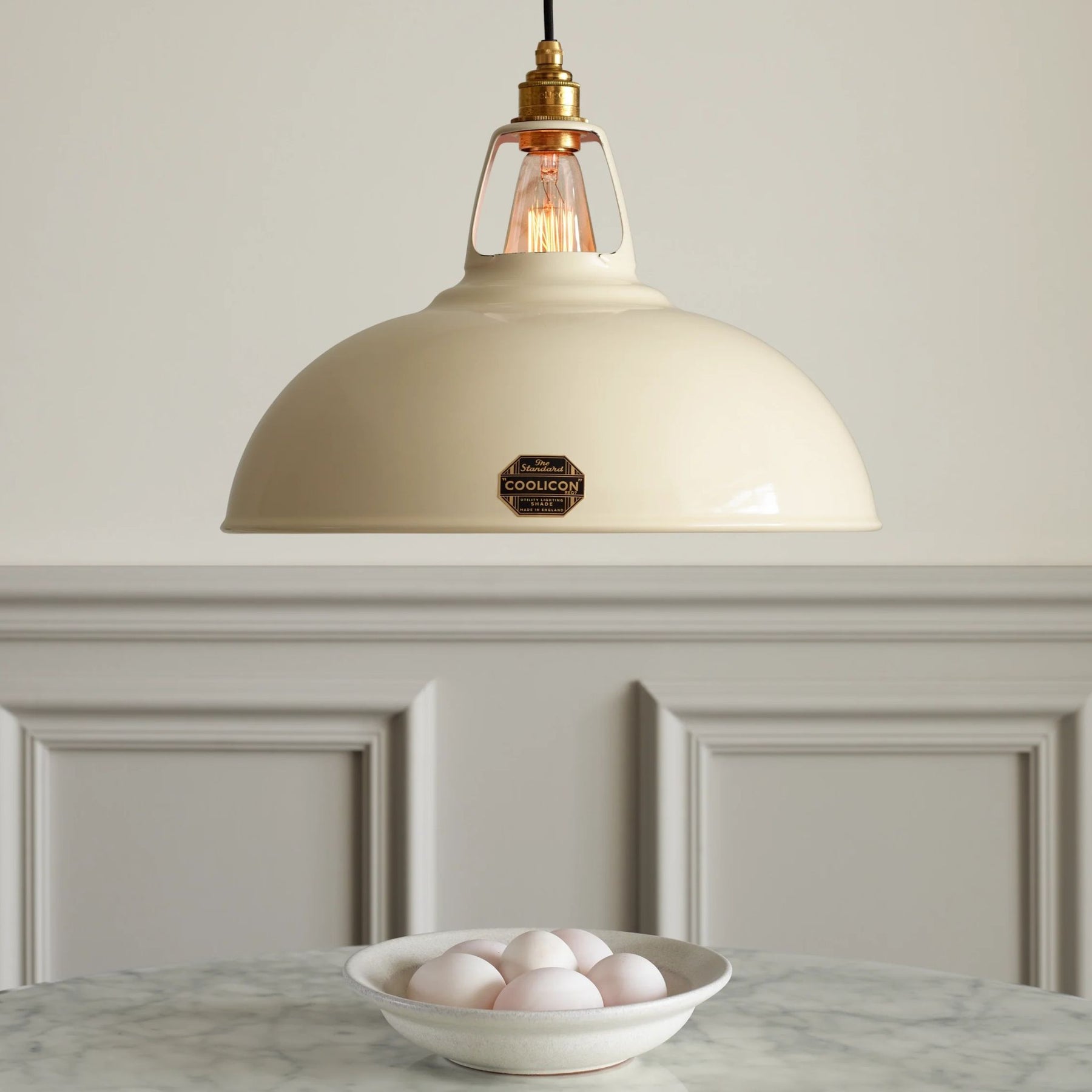 Coolicon Standard Original Large Cream Pendant in Kitchen with Eggs