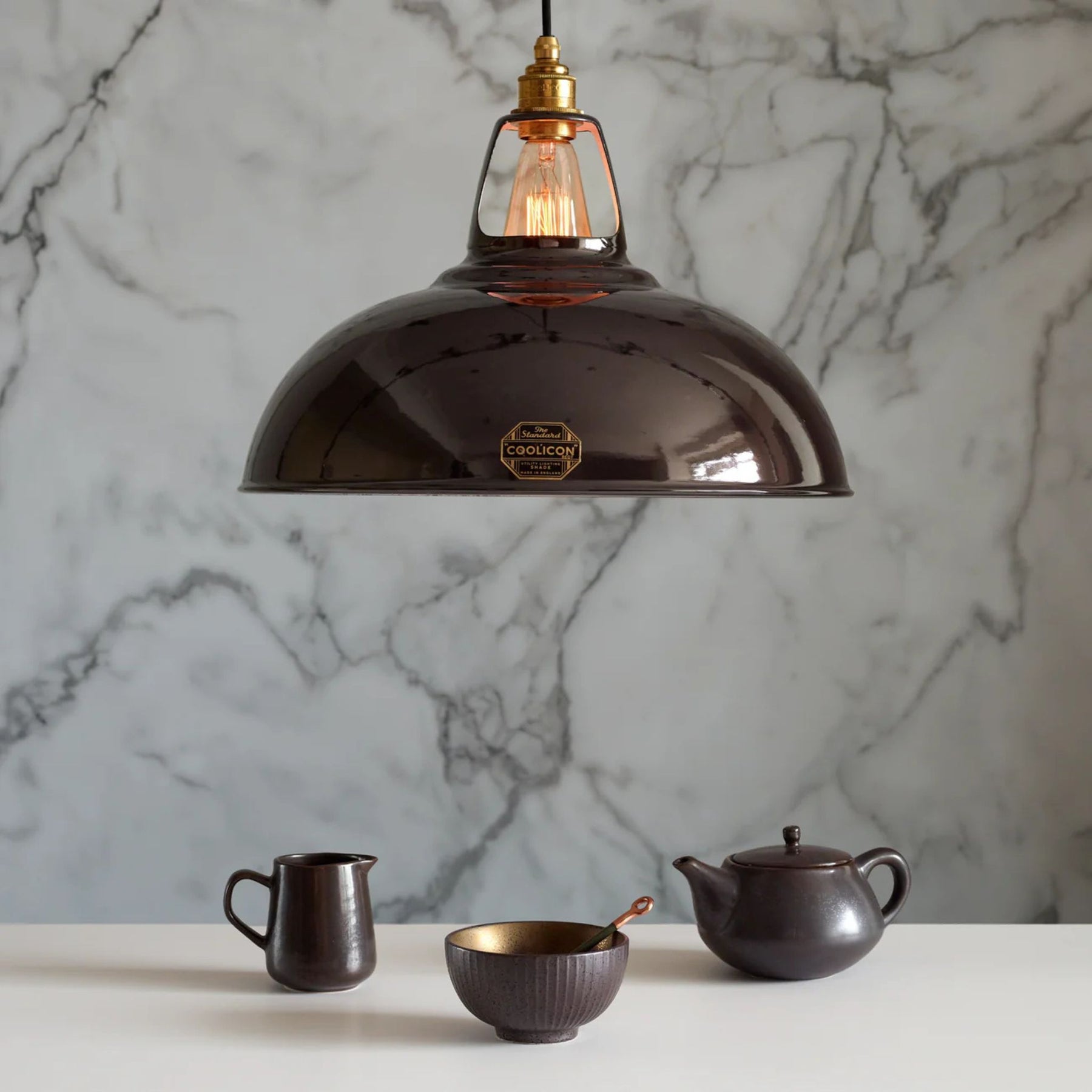 Coolicon Standard Original Large Pendant Pewter in Kitchen