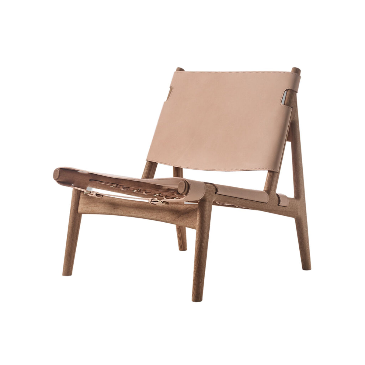 Eikund Hunter Lounge Chair Natural Saddle Leather Oak Oil Frame