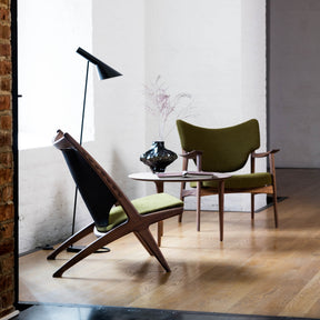 Eikund Veng Lounge Chair and Krysset Chair with Louis Poulsen AJ Floor Lamp