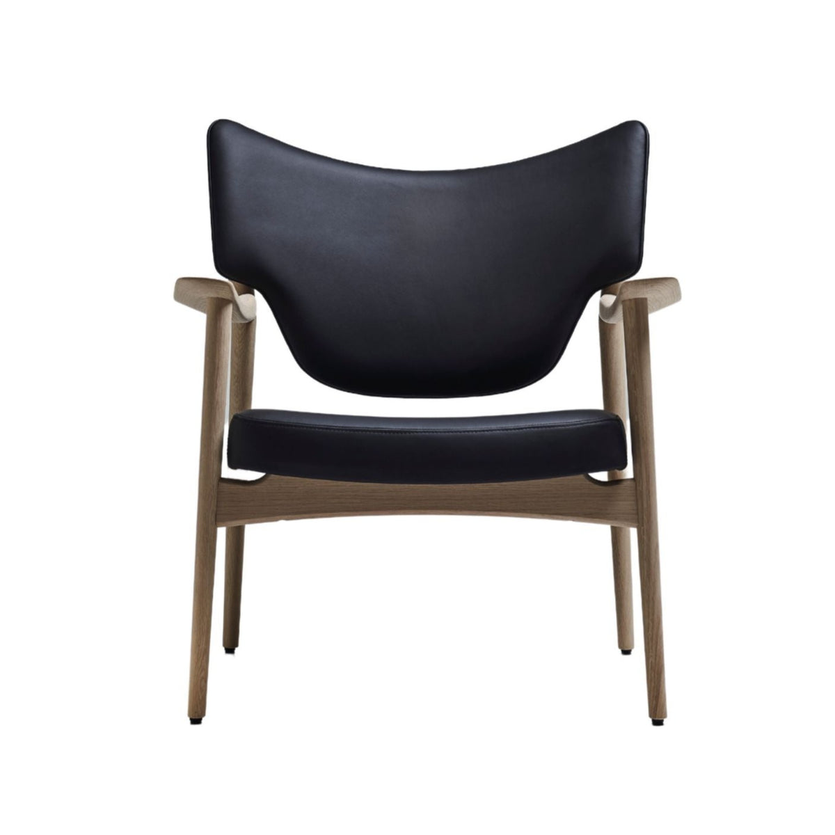 EIkund Veng Lounge Chair Oak Black Leather Front