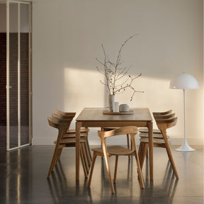 Ethnicraft Oak Bok Dining Table and Chairs in Dining Room with Panthella Floor Lamp