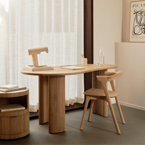 Ethnicraft Oak Bok Dining Chair with Boomerang Desk