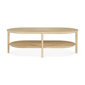 Ethnicraft Oval Oak Bok Coffee Table with Shelf 51585