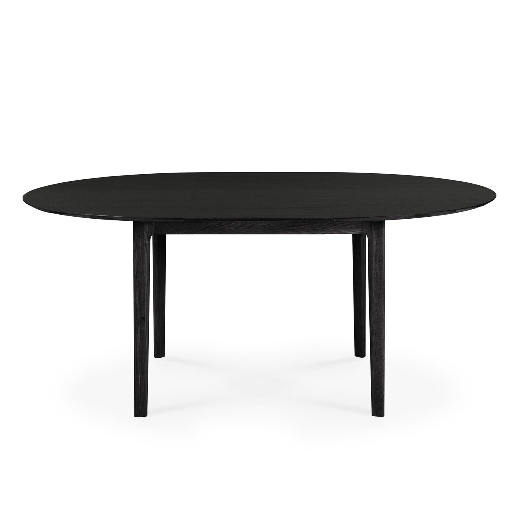 Ethnicraft Black Oak Bok Round Extendable Dining Table 51528 Fully Extended into Oval