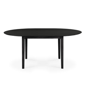Ethnicraft Black Oak Bok Round Extendable Dining Table 51528 Fully Extended into Oval