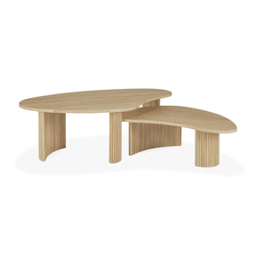 Ethnicraft Oak Boomerang Coffee Tables Nested 50791 50792