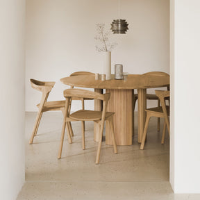 Ethnicraft Oak Roller Max Dining Table 50042 with Oak Bok Dining Chairs