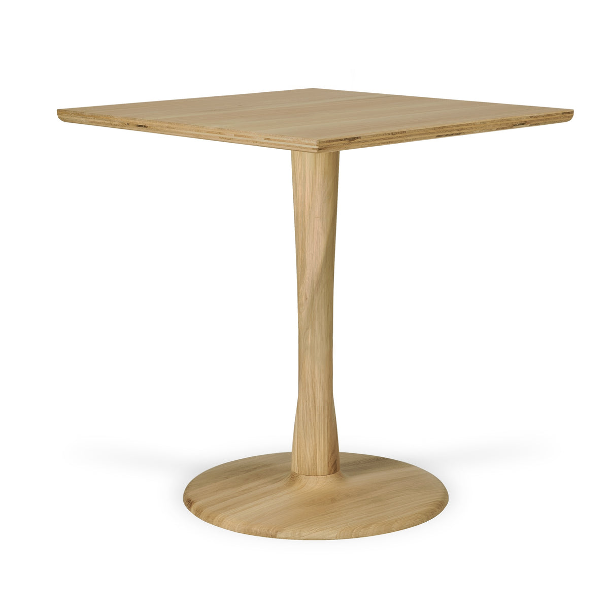Ethnicraft Square Oak Torsion Dining Table 28" 50021 Angled