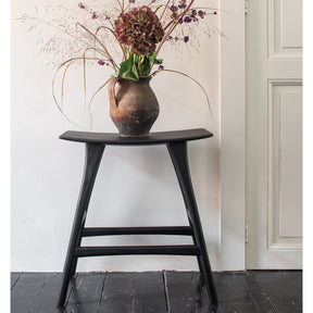 Ethnicraft Osso Counter Stool Black Oak 53045 with Fresh Flowers