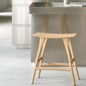 Ethnicraft Osso Counter Stool Natural Oak in Stainless Steel Kitchen Detail