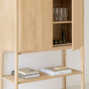 Ethnciraft Pi Storage Cupboard Open Door with Bottom Shelf Detail