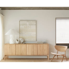 Ethnicraft Pi Sideboard 4-Door 51319 in Living Room with Oak Eye Lounge Chair