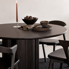 Ethnicraft Roller Max Dining Table Dark Brown Mahogany 35022 with Bok Chairs by Candlelight