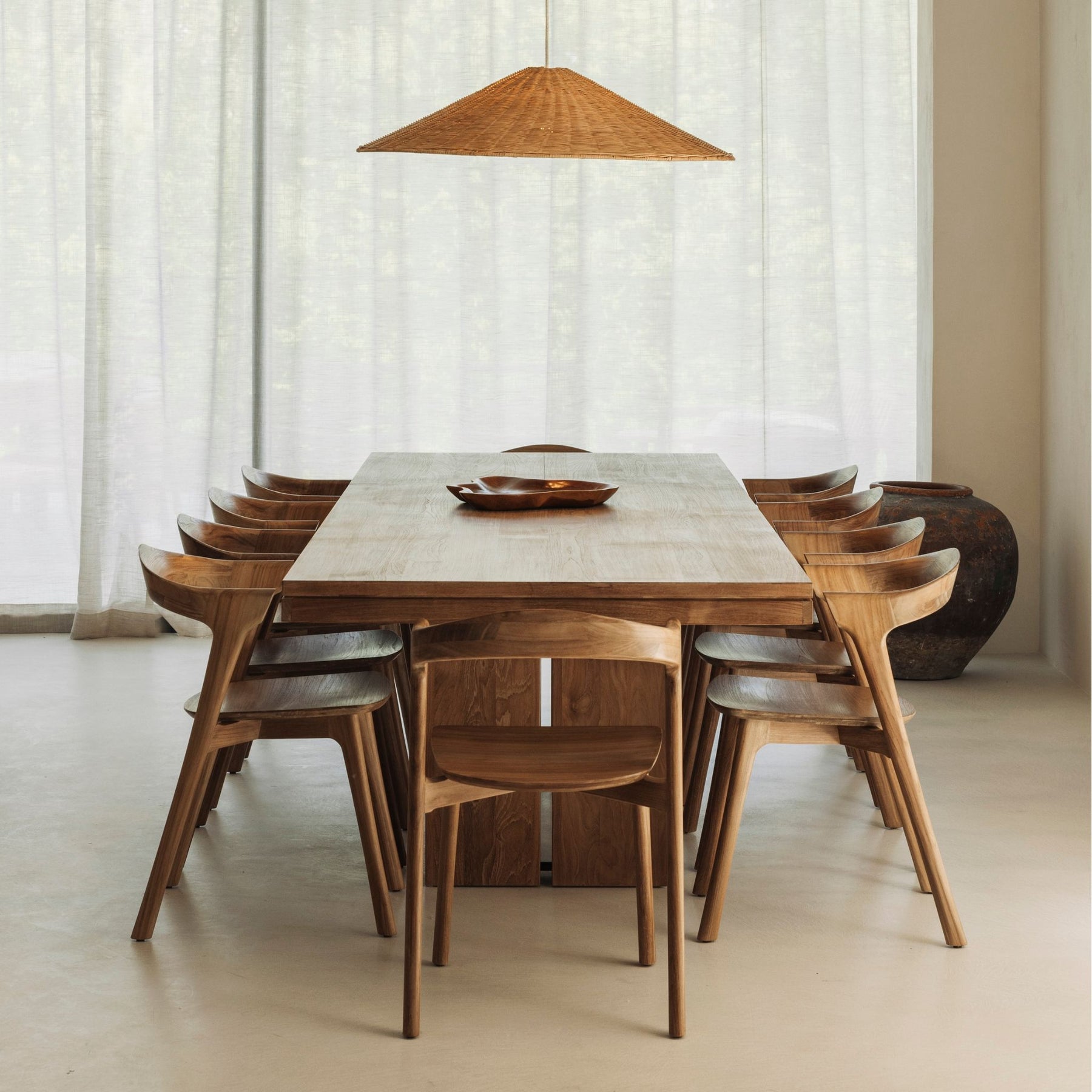Ethnicraft Teak Bok Chairs with Double Dining Table
