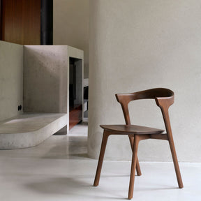 Elements Teak Dark Brown Dining Chair in Belgian Concrete Home