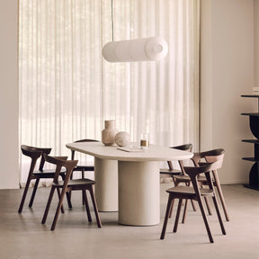 Ethnicraft Dark Brown Bok Dining Chair with Oval Elements Dining Table