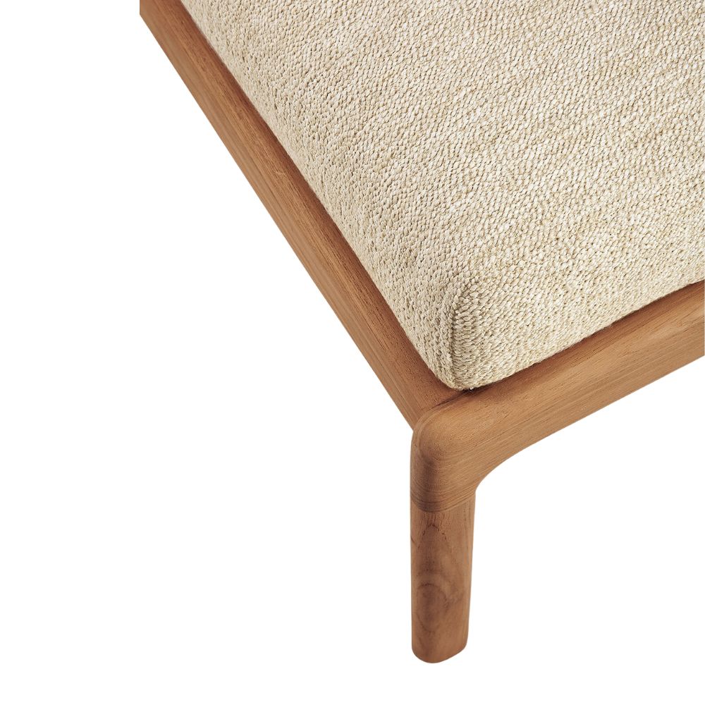 Ethnicraft Teak Jack Outdoor Footstool with Natural Fabric Detail