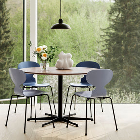 Fritz Hnsen Ant Chairs Lavender Blue and Dusk Blue with AJ Table Series and Kaiser Idell Pendant
