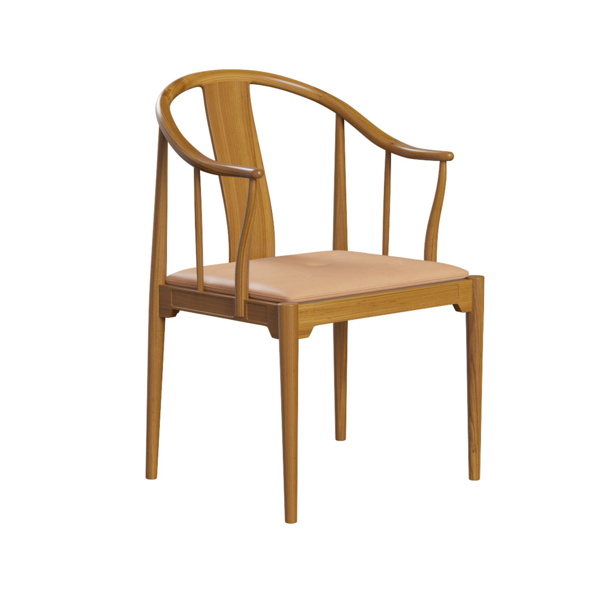 Fritz Hansen China Chair by Hans Wegner Solid Cherry with Natural Leather Seat Cushion