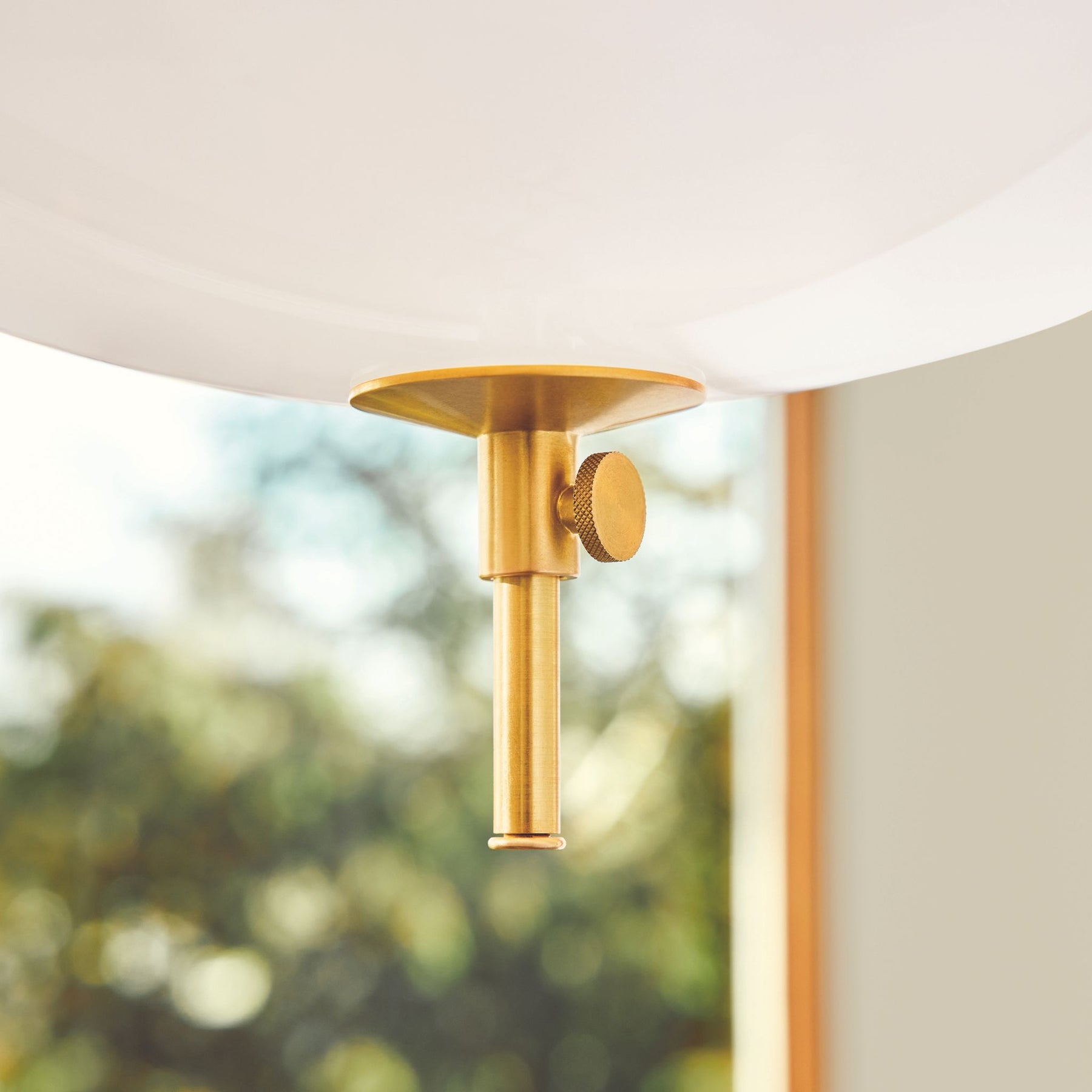 Fritz Hansen Clam Pendant Brass Base and Mouth Blown Opal Glass Detail