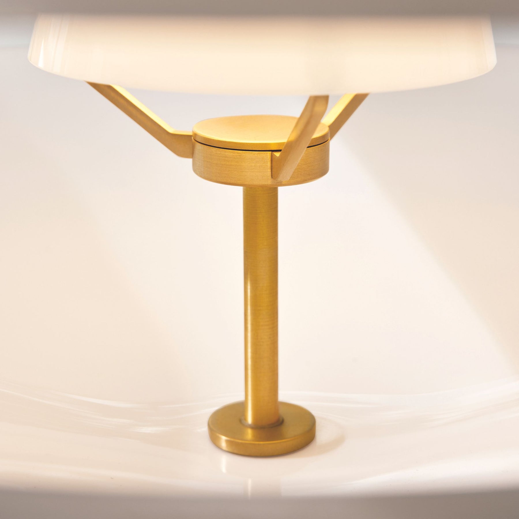 Fritz Hansen Clam Pendant Brass Interior and Mouth Blown Opal Glass Detail