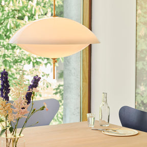 Fritz Hansen Clam Pendant with Ikebana Vase and Lavender Series 7s by Window
