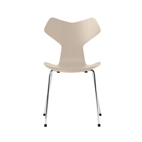 Fritz Hansen Grand Prix Chair Light Beige Colored Ash with Chrome Legs