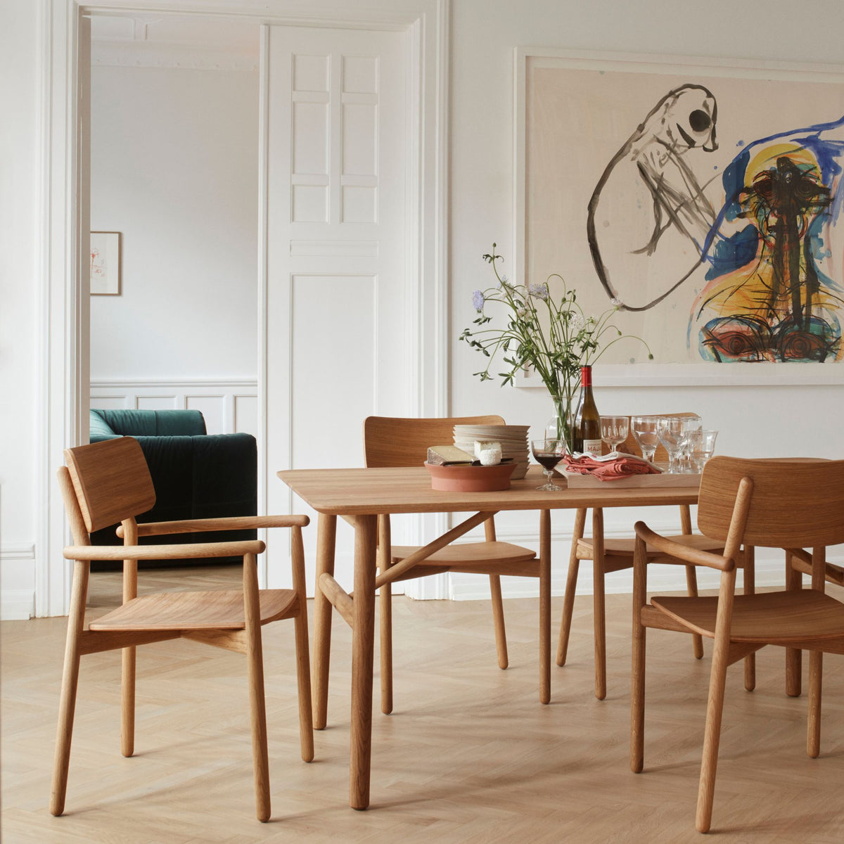 Fritz Hansen Hven Dining Table in Oiled Oak in Copenhagen Dining Room