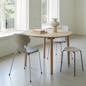 Fritz Hansen Hven Dining Table Round with Ant Chairs and Dot Stool