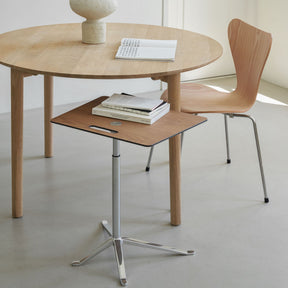 Fritz Hansen Hven Dining Table Round with Series 7 Chair and Little Friend Side Table