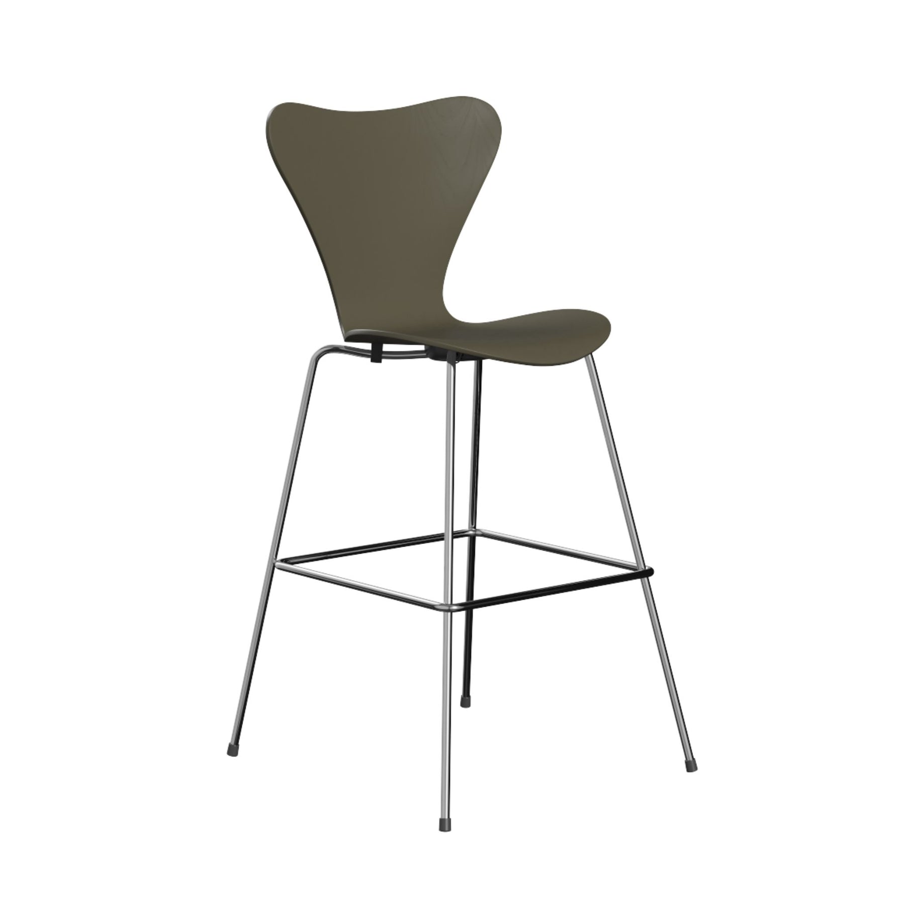 Fritz Hansen Series 7 Stool in Gray/Silver, Size Bar: 29.9