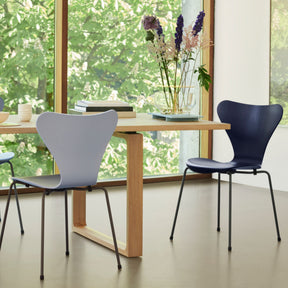 Fritz Hansen Series 7 Chairs with Essay Table and Ikebana Vase