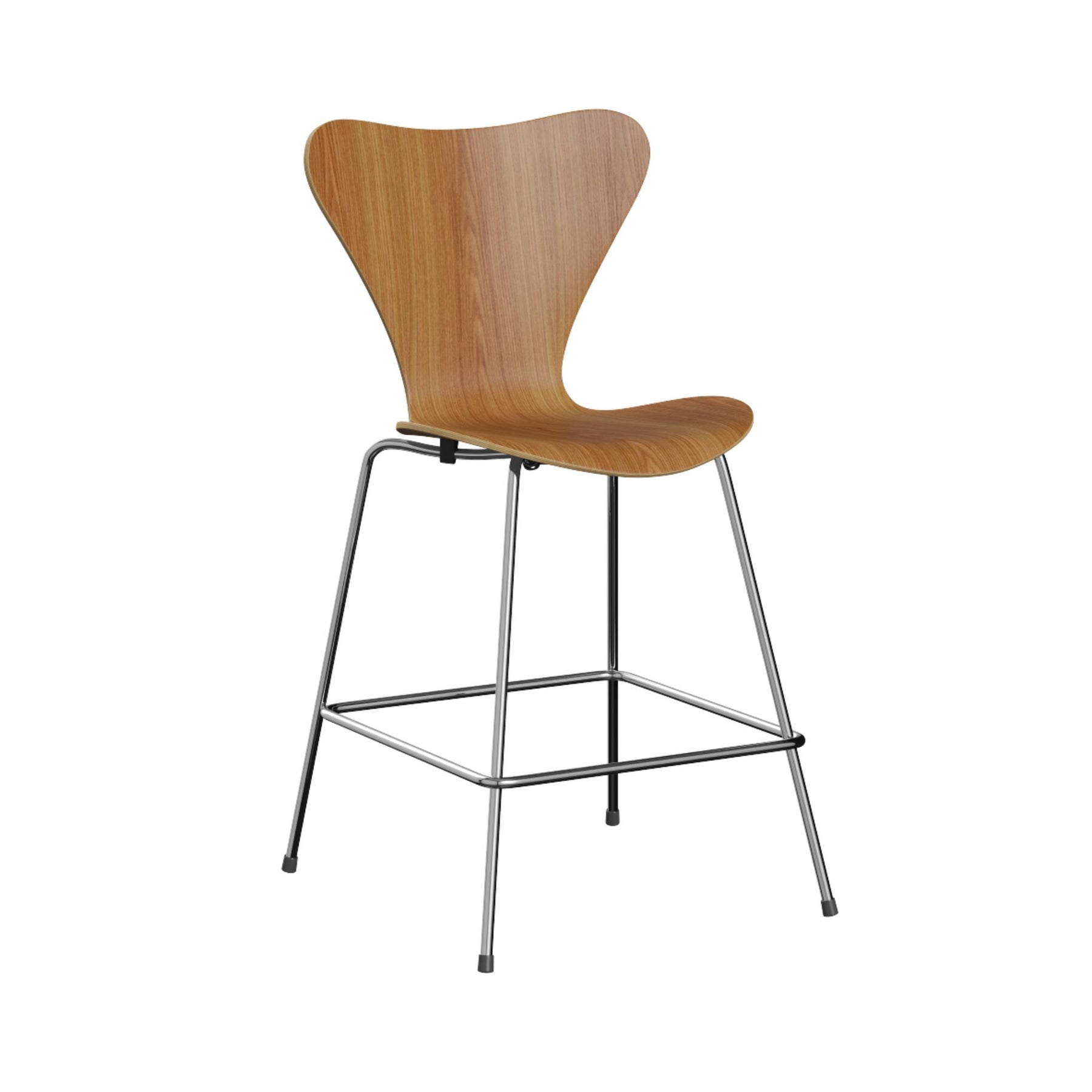 Fritz Hansen Series 7 Stool in Tan/Silver, Size Bar: 29.9