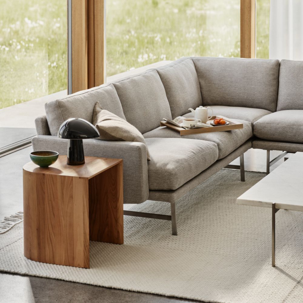 Fritz Hansen Taburet Side Table Cherry by Cecilie Manz in Living Room with Lissoni Sofa