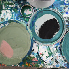 Green Blue Paints in Claudia Valsells Studio for nanimarquina Tones collection