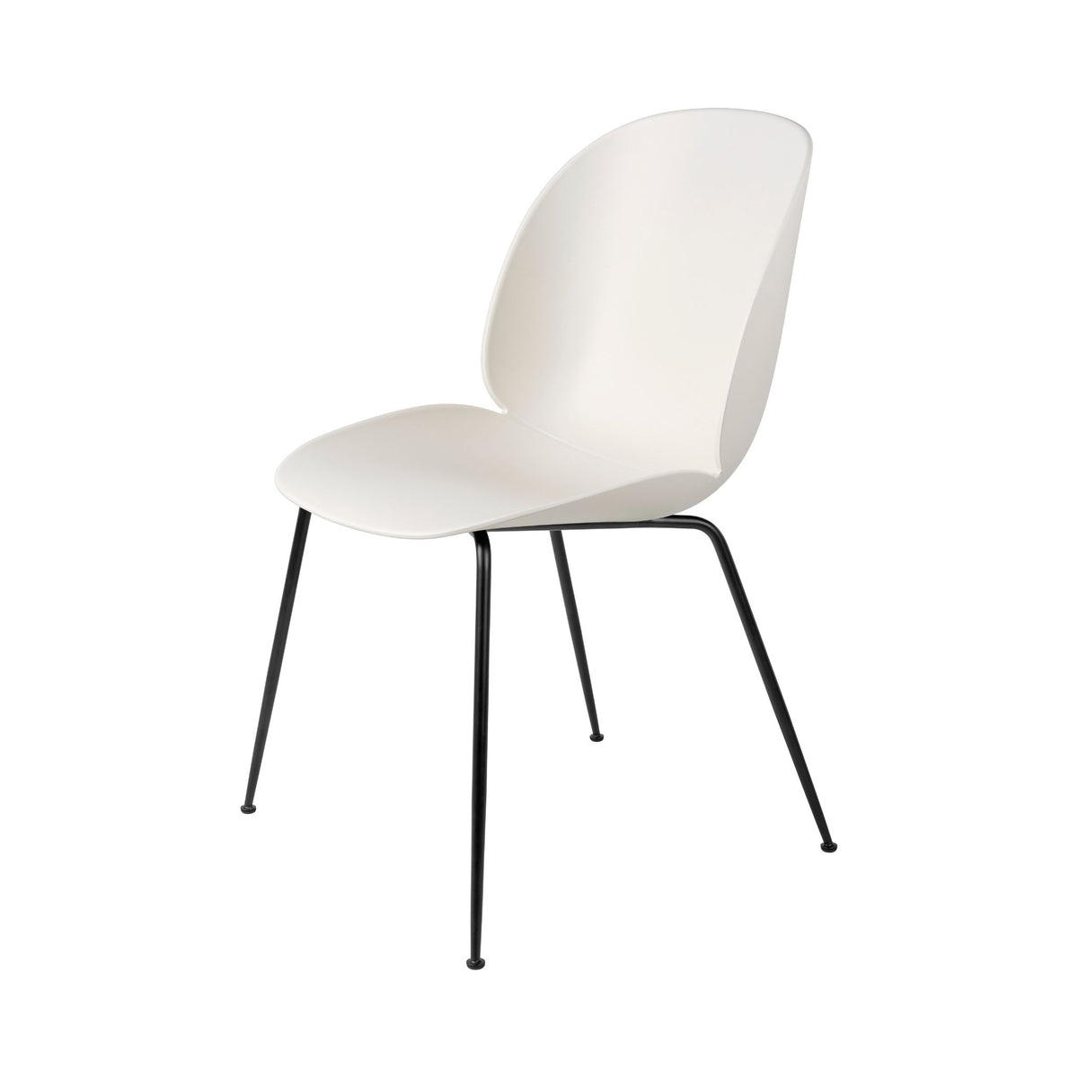 GUBI Beetle Dining Chair Recycled Plastic Alabaster White Black Base