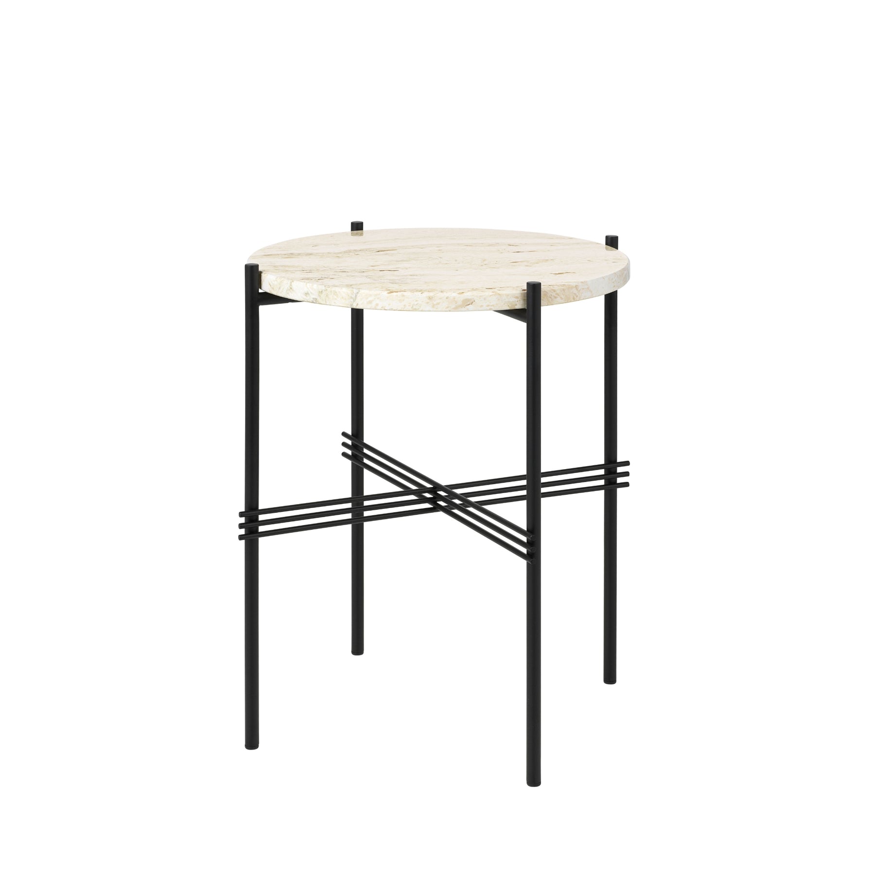 GUBI TS Side Table Neutral White Travertine