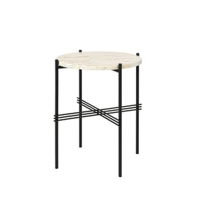 GUBI TS Side Table Neutral White Travertine