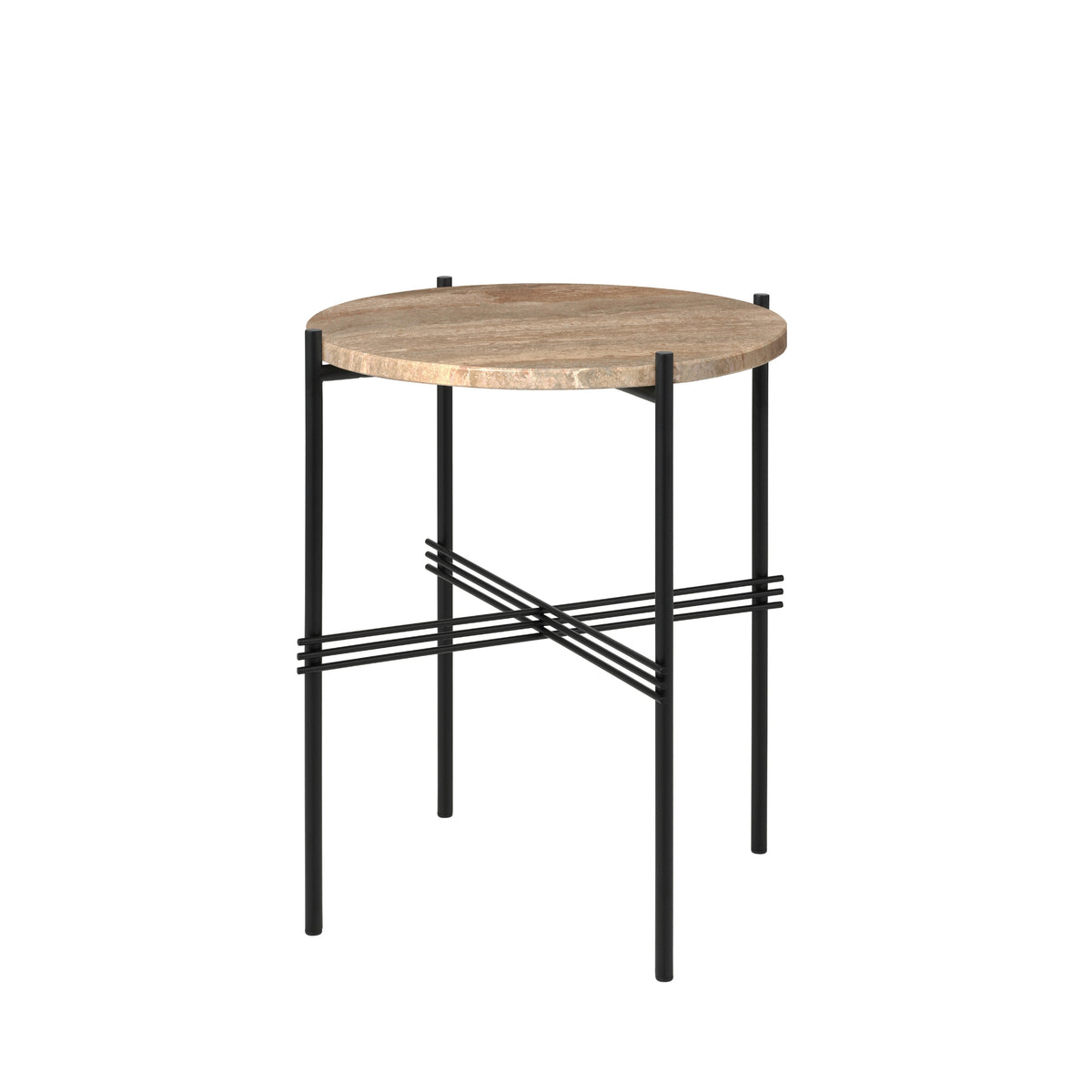 GUBI TS Side Table Warm Taupe Travertine