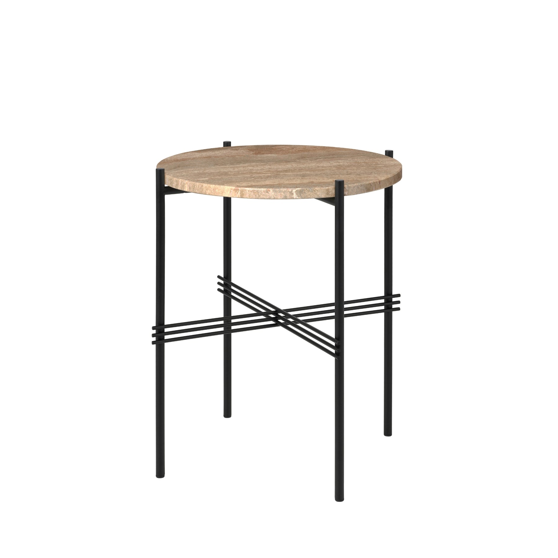 GUBI TS Side Table Warm Taupe Travertine