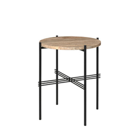 GUBI TS Side Table Warm Taupe Travertine
