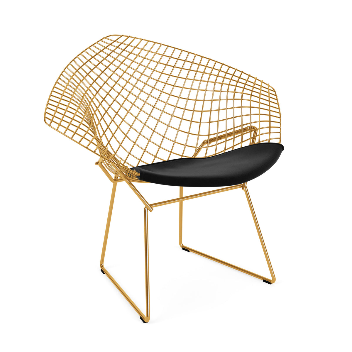 Knoll Bertoia Diamond Chair Gold Knoll Velvet Ebony Seatpad