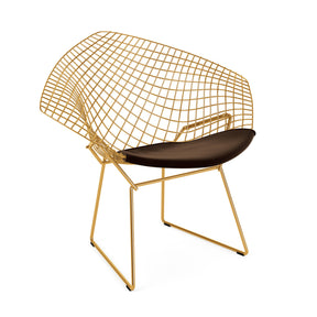 Knoll Bertoia Diamond Chair Gold Knoll Velvet Espresso