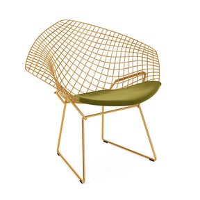 Knoll Bertoia Diamond Chair Gold Knoll Velvet Moss