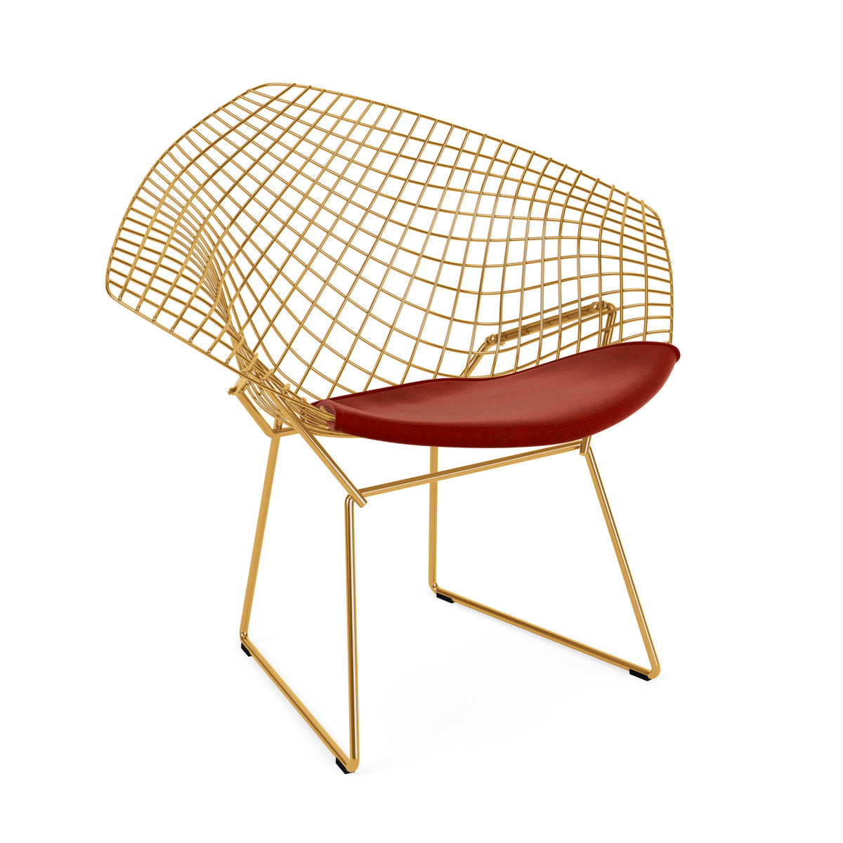 Knoll Bertoia Diamond Chair Gold Knoll Velvet Tomato